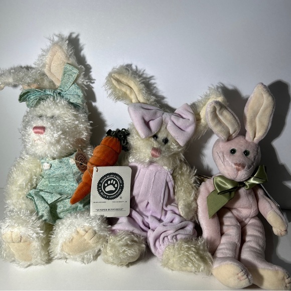Boyds Bears Juniper Bunnyhugs Easter Bunny Plush Stuffed Plush Rabbit Lot Of 3 - Picture 7 of 9